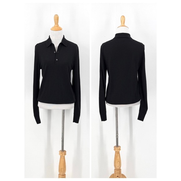Uniqlo Sweaters - Uniqlo Polo Sweater Women Extra Small Black Wool Long Sleeve Knit Top